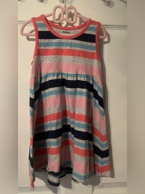 Pekkle Girls Sleeveless Stripe Dress Size 4 Multicolour Soft Knit